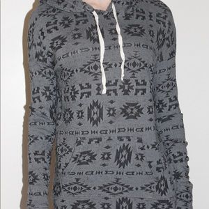 Tribal Print Gray and Black Hoodie